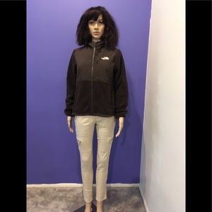 Brown North Face jacket denali fleece with hood